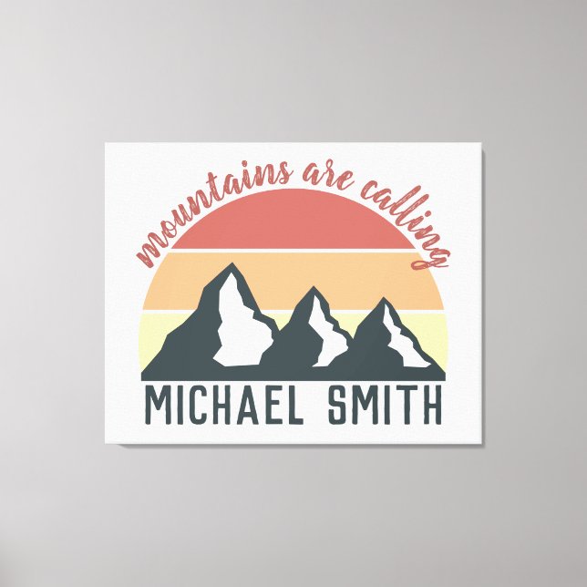 Vintage Pastellgebirge nennen Monogramm grau Leinwanddruck (Vorderseite)