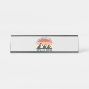 Vintage Pastellgebirge nennen Monogramm grau Schreibtischnamensplakette