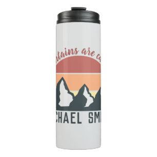 Vintage Pastellgebirge nennen Monogramm grau Thermosbecher