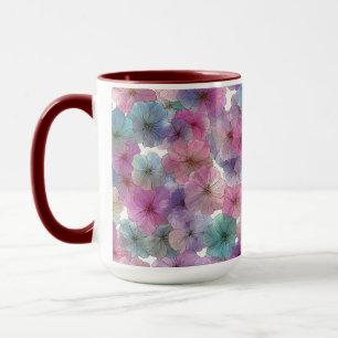Vintage Pastellgrün und Rosa Frühlingsblumen Tasse