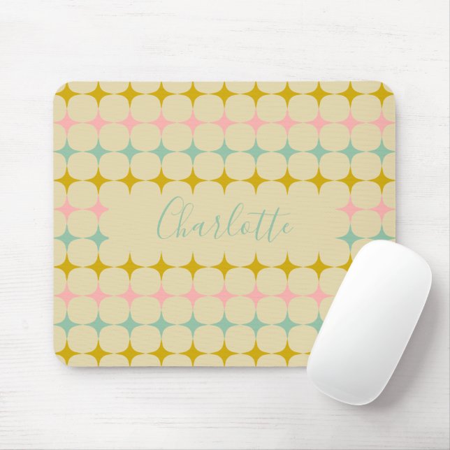 Vintage Pastellrosa MidCentury Modern Personalized Mousepad (Mit Mouse)