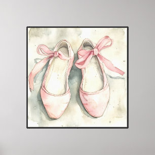 Vintage Pastellrosa Schleifen Ballett-Flats Leinwanddruck