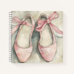 Vintage Pastellrosa Schleifen Ballett-Flats Notizbuch