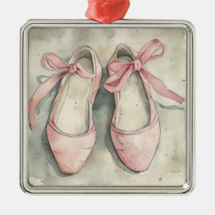 Vintage Pastellrosa Schleifen Ballett-Flats Ornament Aus Metall