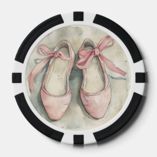 Vintage Pastellrosa Schleifen Ballett-Flats Pokerchips