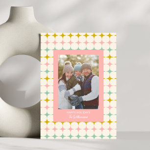 Vintage Pastellstars Pink-Foto Feiertagskarte