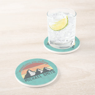 Vintage pastels mountains are calling monogram getränkeuntersetzer