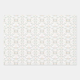 Vintage Pastete Weiß, Beige & Sage Grün Weihnachte Geschenkpapier Set