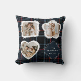 Vintage Patchwork 3 Photo Collage Throw Pillow Kissen