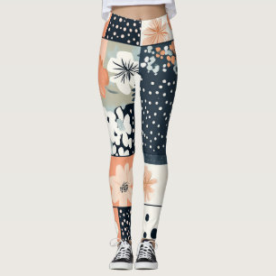 Vintage-Patchwork-Blumenquilt in sanfter Pastelltö Leggings