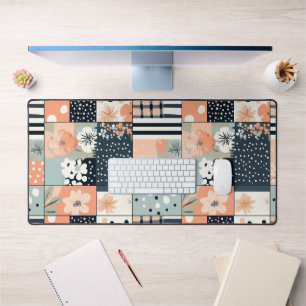 Vintage-Patchwork-Blumenquilt in sanfter Pastelltö Schreibtischunterlage