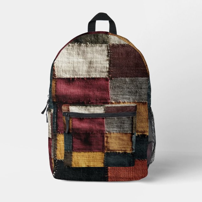 Vintage Patchwork Fabric Pattern Bedruckter Rucksack (Vorderseite)