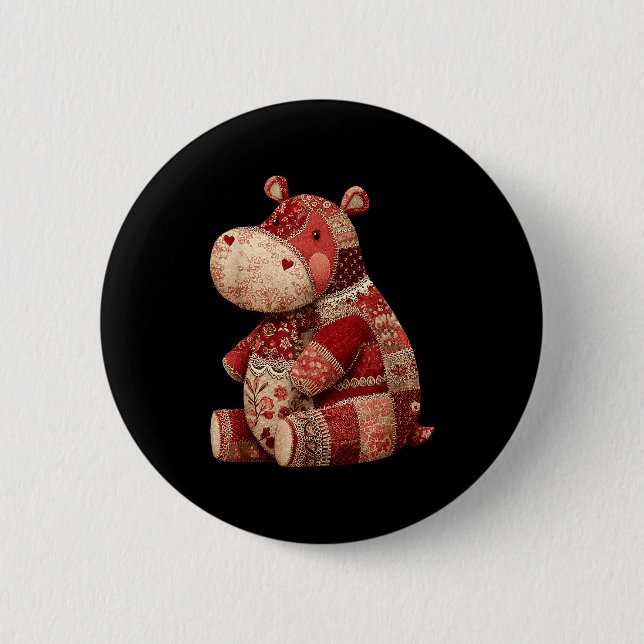 Vintage Patchwork Hip Cute Boho Nursery  Button (Vorderseite)