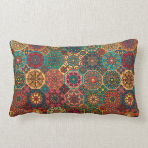 Vintage-Patchwork mit floralen Mandala-Elementen Lendenkissen