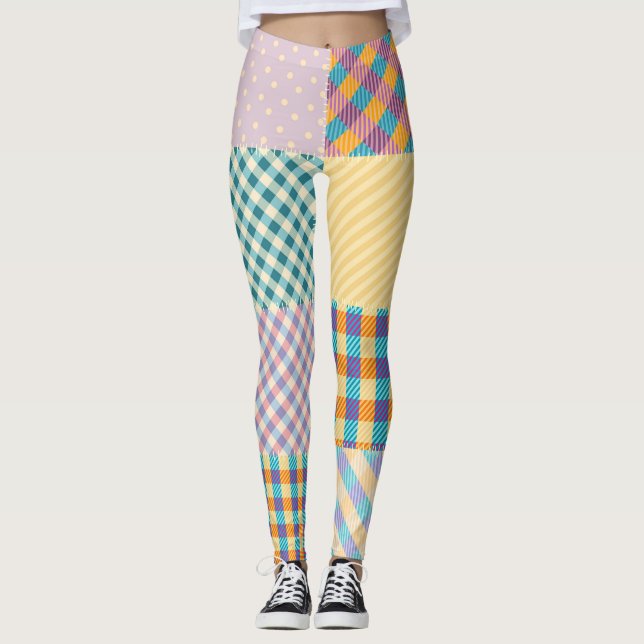 Vintage-Patchwork: Nahtloser Textilhintergrund Leggings (Vorderseite)