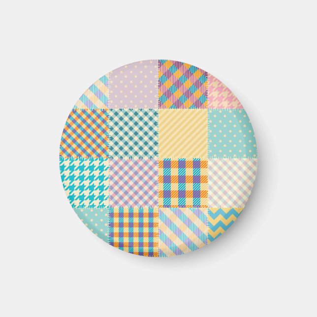 Vintage-Patchwork: Nahtloser Textilhintergrund Magnet (Vorne)