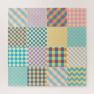 Vintage-Patchwork: Nahtloser Textilhintergrund Puzzle