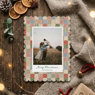 Vintage-Patchwork-Pastellfarben-Feiertags-Einzelbi Feiertagskarte