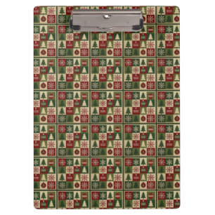 Vintage, Patchwork-Quilt-Look rustikal Weihnachten Klemmbrett