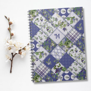 Vintage Patchwork-Quilt-Monogramm-Notizbuch Notizblock