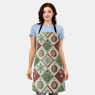 Vintage-Patchwork-Quilted-Christmas-Muster Schürze