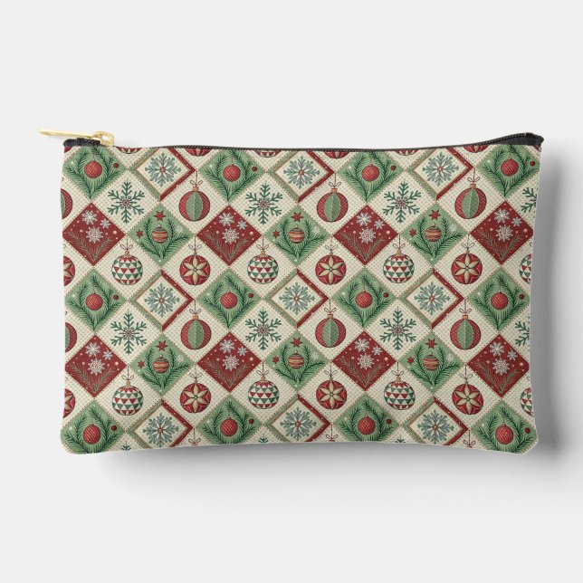 Vintage-Patchwork-Quilted-Christmas-Muster Zubehörtasche (Vorderseite)