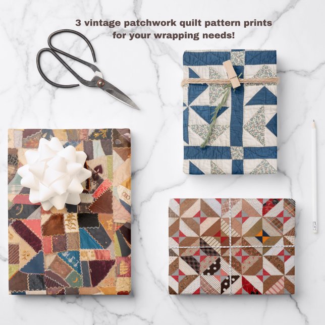 Vintage Patchwork-Quilts Stilvoll Geschenkpapier Set (Vintage patchwork quilt pattern wrapping paper. Stylish and original!)