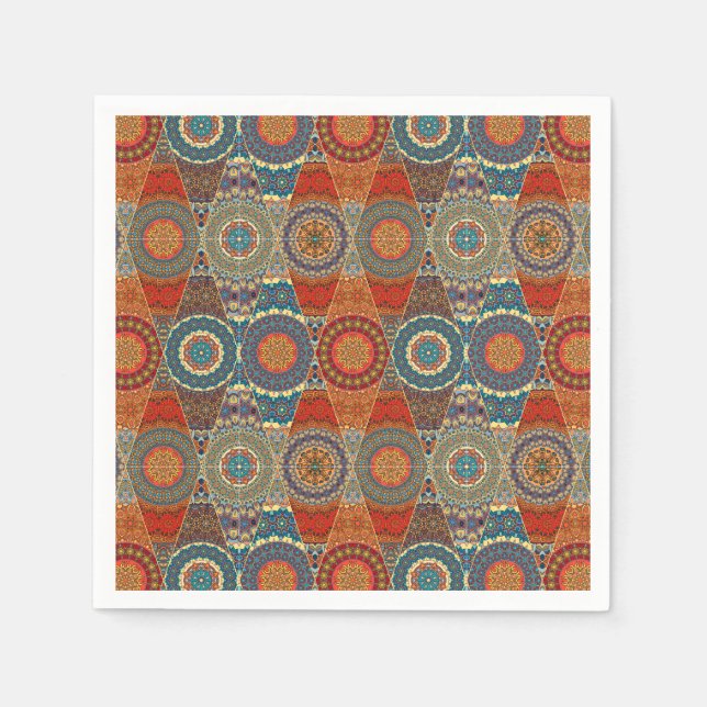 Vintage patchwork with floral mandala elemente serviette (Vorderseite)