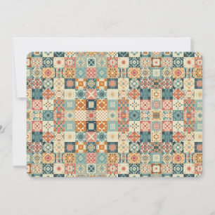 Vintage, patchworkartiger Quilt-Look Feiertagskarte