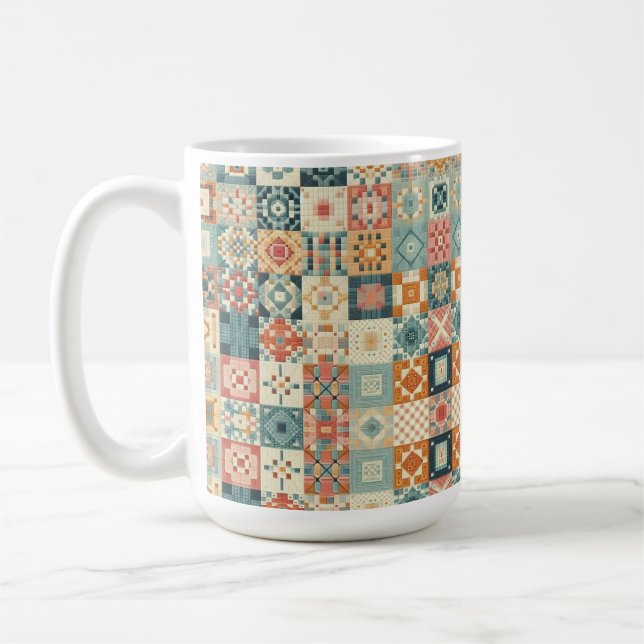Vintage, patchworkartiger Quilt-Look Kaffeetasse (Links)