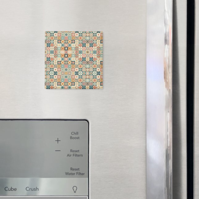 Vintage, patchworkartiger Quilt-Look Magnet (In Situ (Kühlschrank))