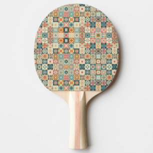 Vintage, patchworkartiger Quilt-Look Tischtennis Schläger