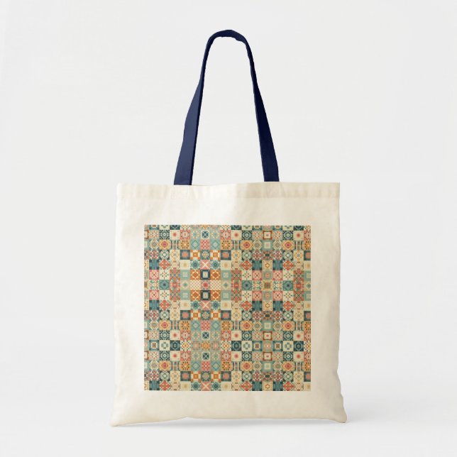 Vintage, patchworkartiger Quilt-Look Tragetasche (Vorne)