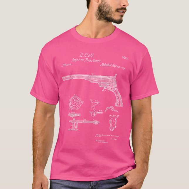 Vintage Patentschrift 1839 Revolver Western Gun T-Shirt (Vorderseite)