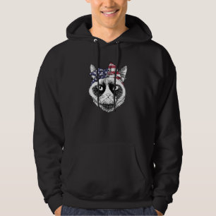 Vintage Patriot Katze mit Bandanna 4. Juli Amer Hoodie