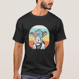 Vintage Patriot Kuh 4. Juli Amerikanische Flagge T-Shirt