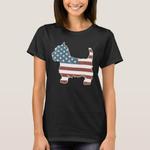 Vintage Patriot Westie Dog Westie Silhouette T-Shirt