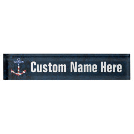 Vintage Patriotic American Flag Anchor Nautical US Namensplakette