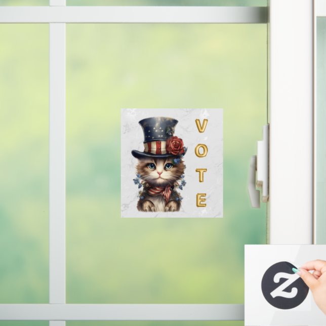 Vintage Patriotic Kitten Vote Fensteraufkleber (Zuhause)