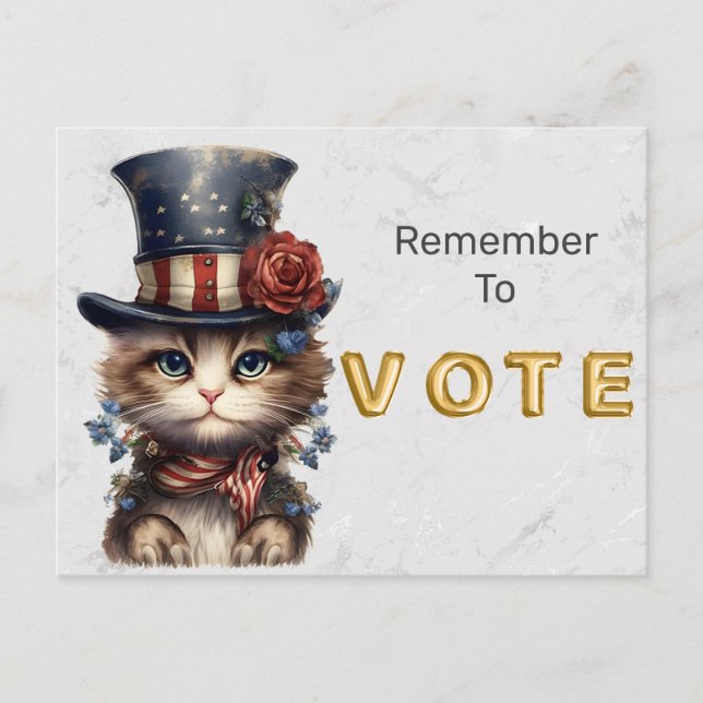 Vintage Patriotic Kitten Vote Postkarte (Vorderseite)