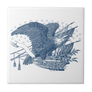 Vintage Patriotic Screening Eagle USA Flag Pfeile Fliese