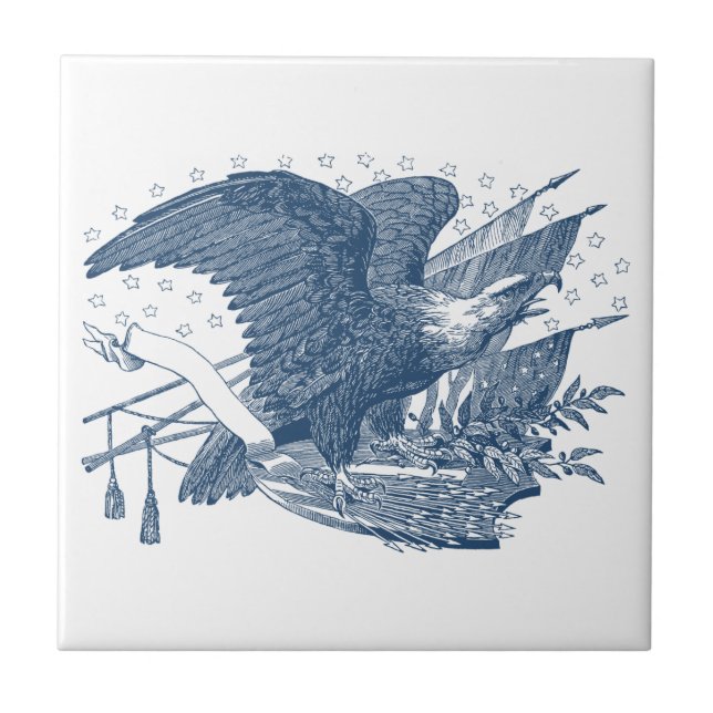 Vintage Patriotic Screening Eagle USA Flag Pfeile Fliese (Vorderseite)