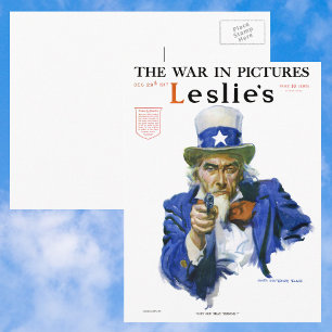 Vintage Patriotic Uncle Sam Magazine Cover Art Postkarte