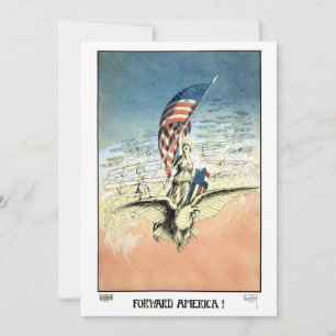 Vintage Patriotisch, Dame, Adler mit amerikanische Karte