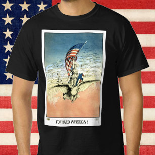 Vintage Patriotisch, Dame, Adler mit amerikanische T-Shirt