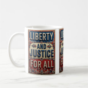 Vintage Patriotisch Freiheit und Gerechtigkeit für Kaffeetasse