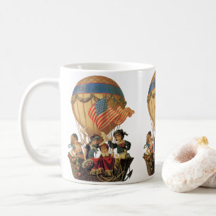 Vintage patriotisch, Kinder in einem Heißluftballo Tasse