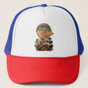 Vintage patriotisch, Kinder in einem Heißluftballo Truckerkappe