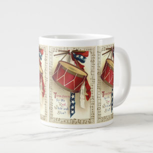 Vintage patriotisch, Trommeln mit Noten Jumbo-Tasse