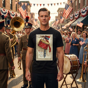 Vintage patriotisch, Trommeln mit Noten T-Shirt